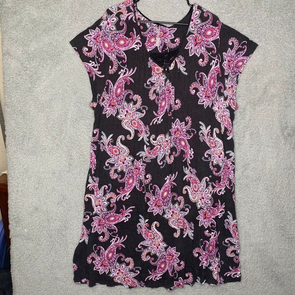 Croft & Barrow womens short sleeve nightgown lace paisley print stretch sleep 3X